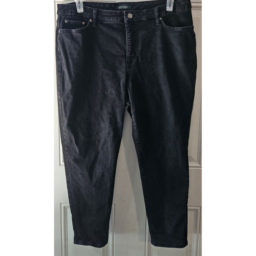 Lauren Ralph Lauren Premier Skinny Curvy Crop Black Jeans Women's 20W Stretch